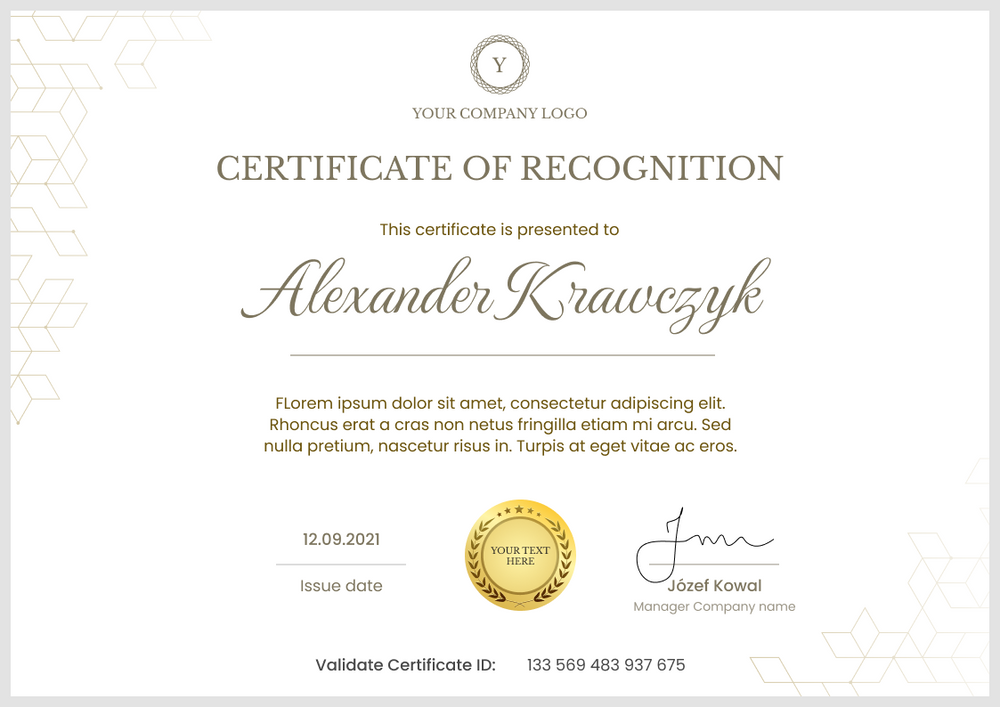 brown simple certificate of recognition landscape 12372