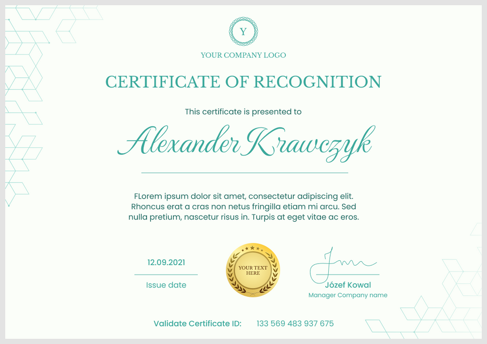 green simple certificate of recognition landscape 12374