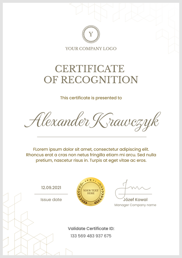 brown simple certificate of recognition portrait 12369