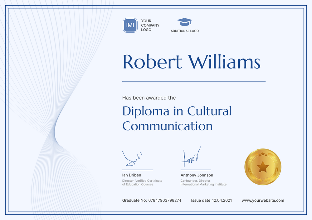 blue professional certificate of training landscape 12057