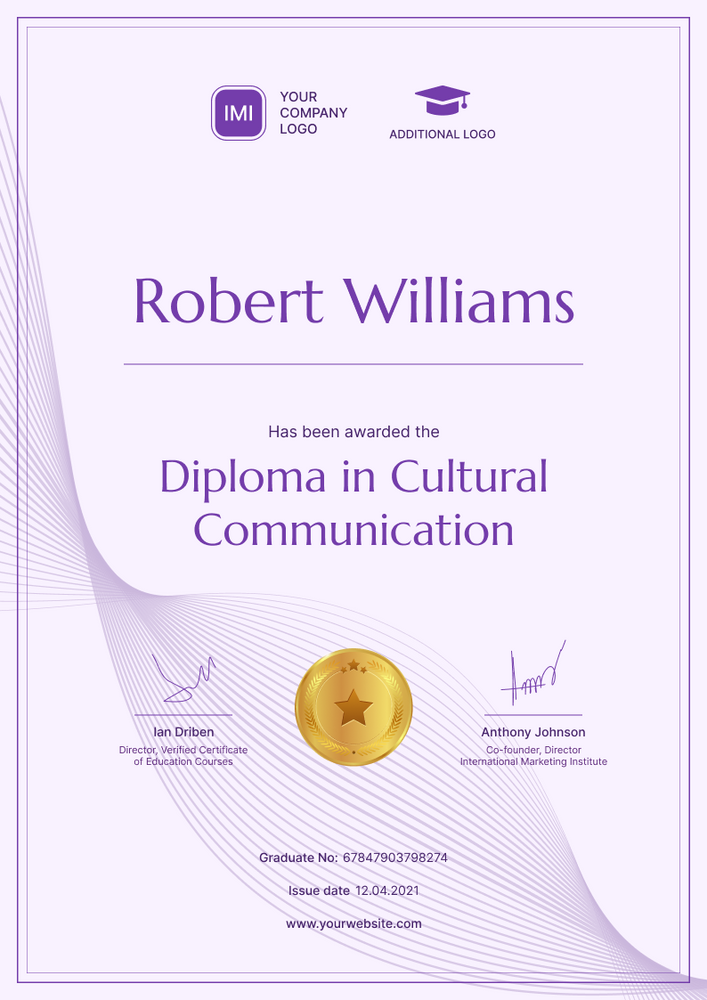 purple professional certificate of training portrait 12291