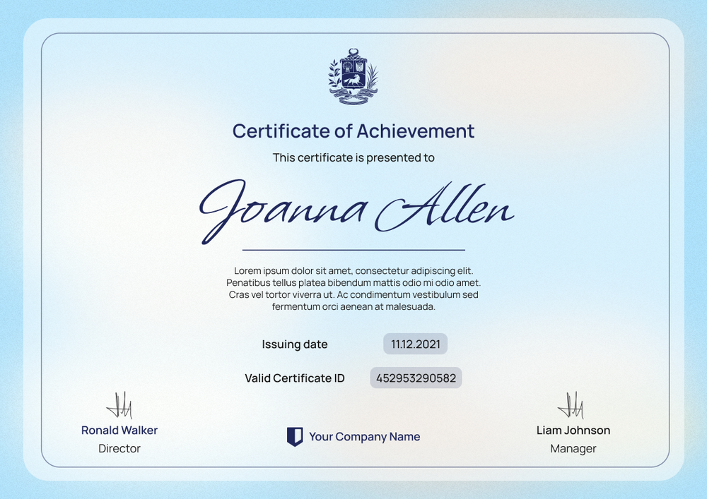 blue modern certificate of achievement landscape 12868