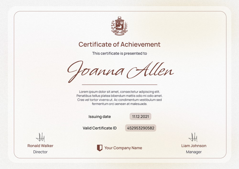 brown modern certificate of achievement landscape 12869