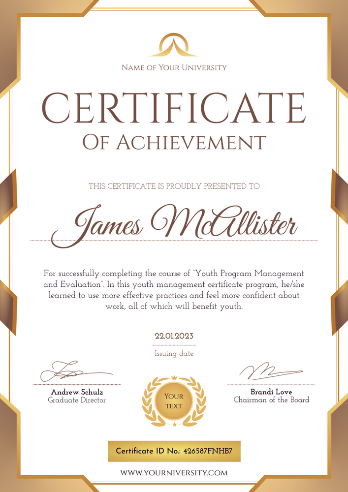 brown professional certificate of course portrait 12865