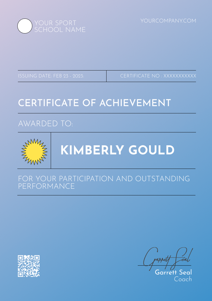 blue modern certificate of achievement portrait 12876