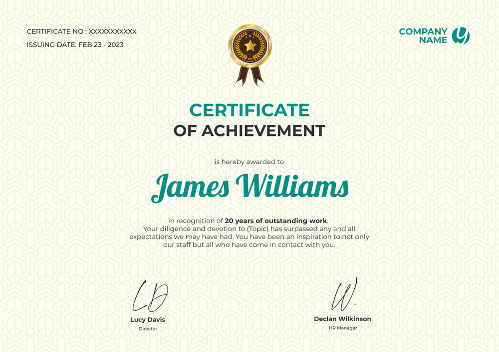 green formal certificate of achievement landscape 12726
