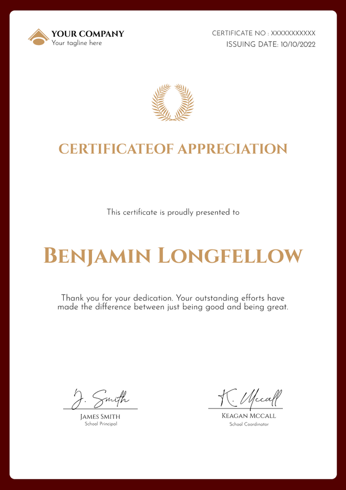 brown simple certificate of appreciation portrait 12575