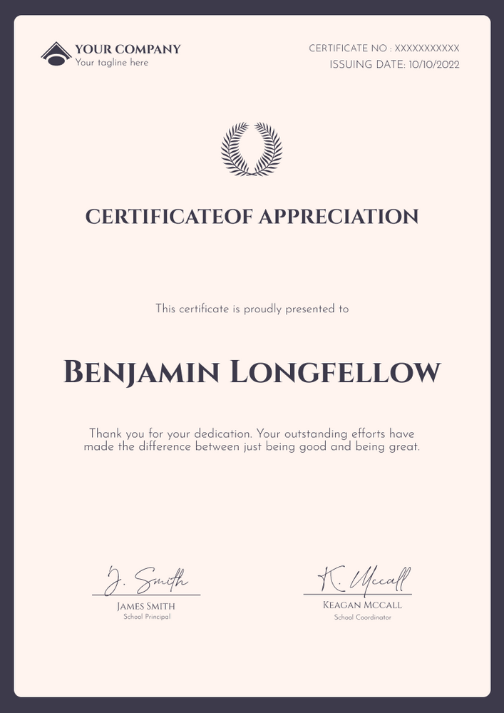 grey simple certificate of appreciation portrait 12574