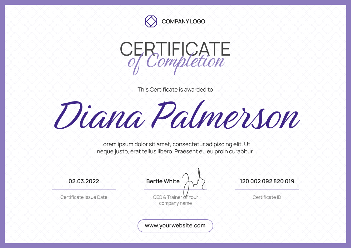 purple simple certificate of webinar landscape 12420