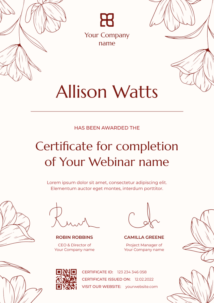 red modern certificate of webinar portrait 12892