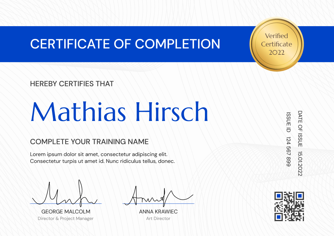 blue formal certificate of webinar portrait 12913