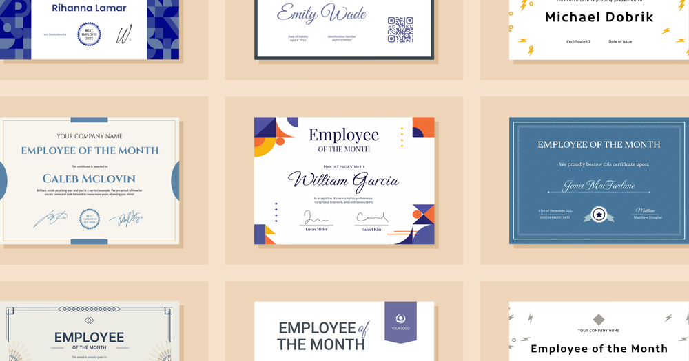 employee of the month certificate template with picture