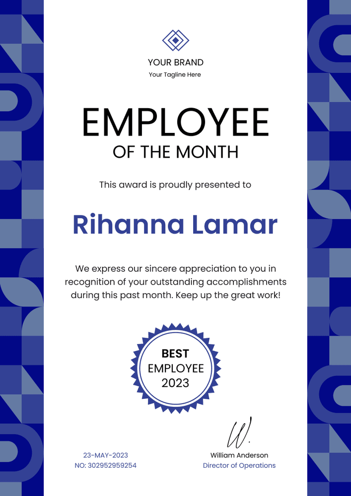 User-friendly and efficient employee of the month certificate template portrait