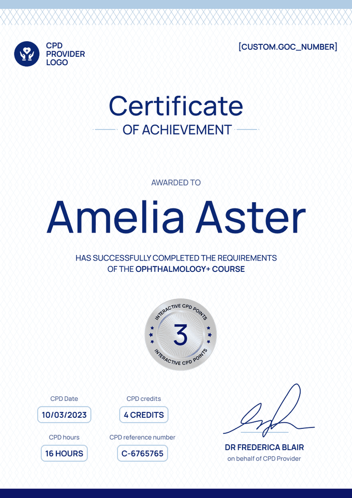 Simple and professional CPD certificate template portrait