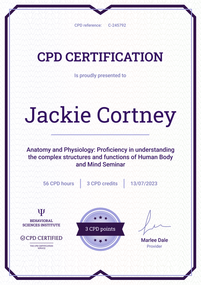 Universal and professional CPD certificate template portrait