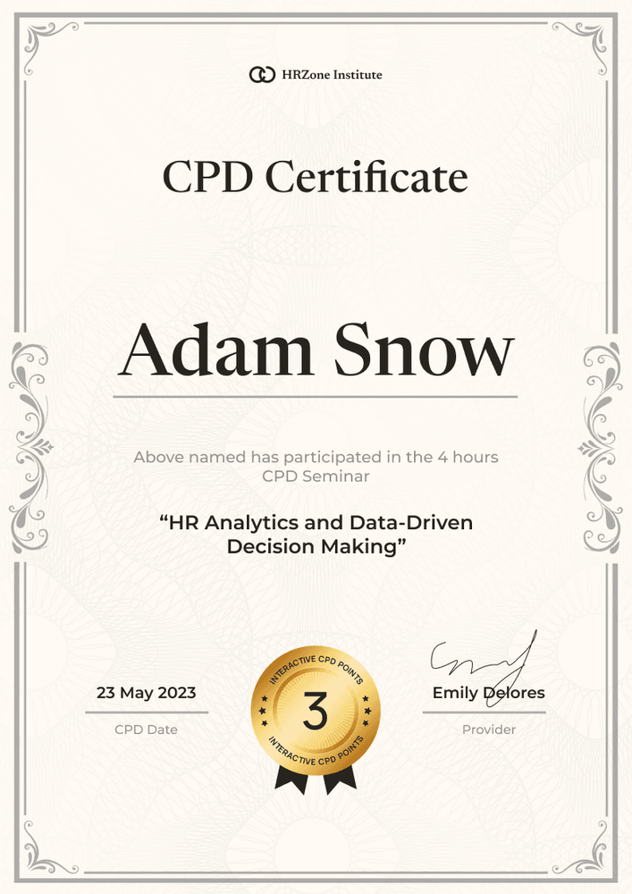 Professional and polished CPD certificate template portrait
