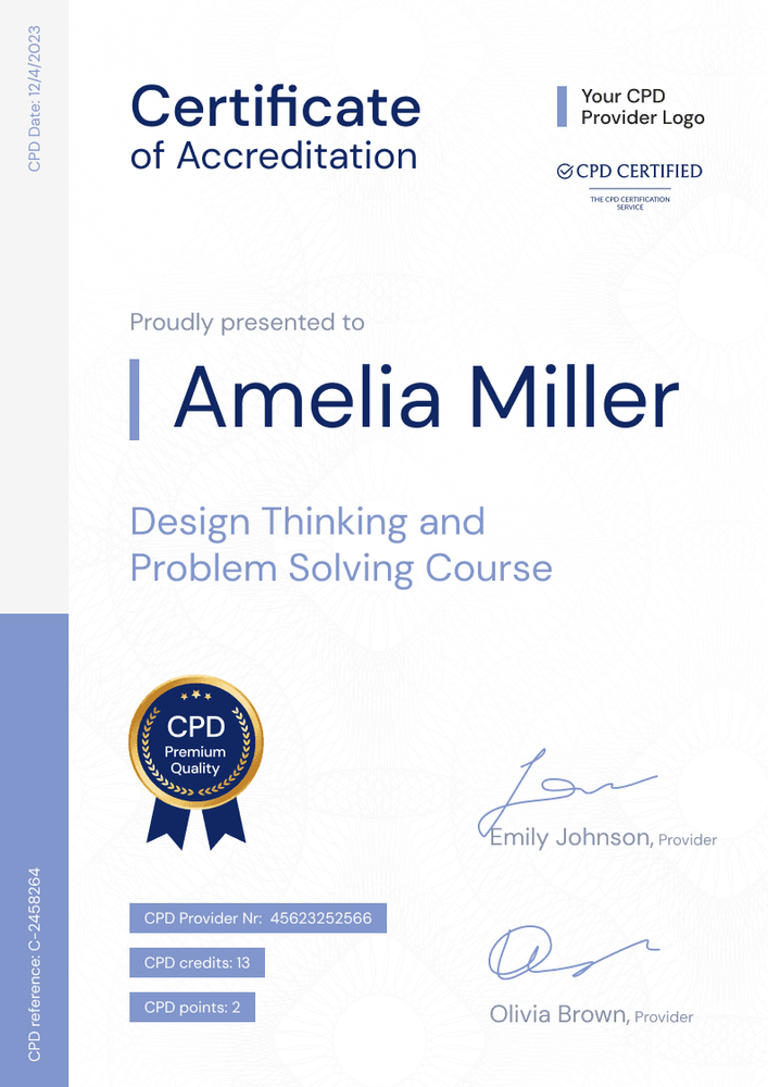 Professional and refined CPD certificate template portrait