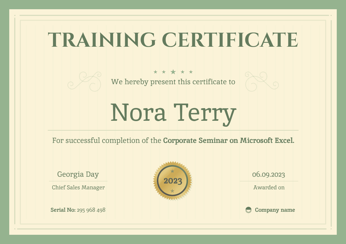 Formal and remarkable certificate of training template landscape