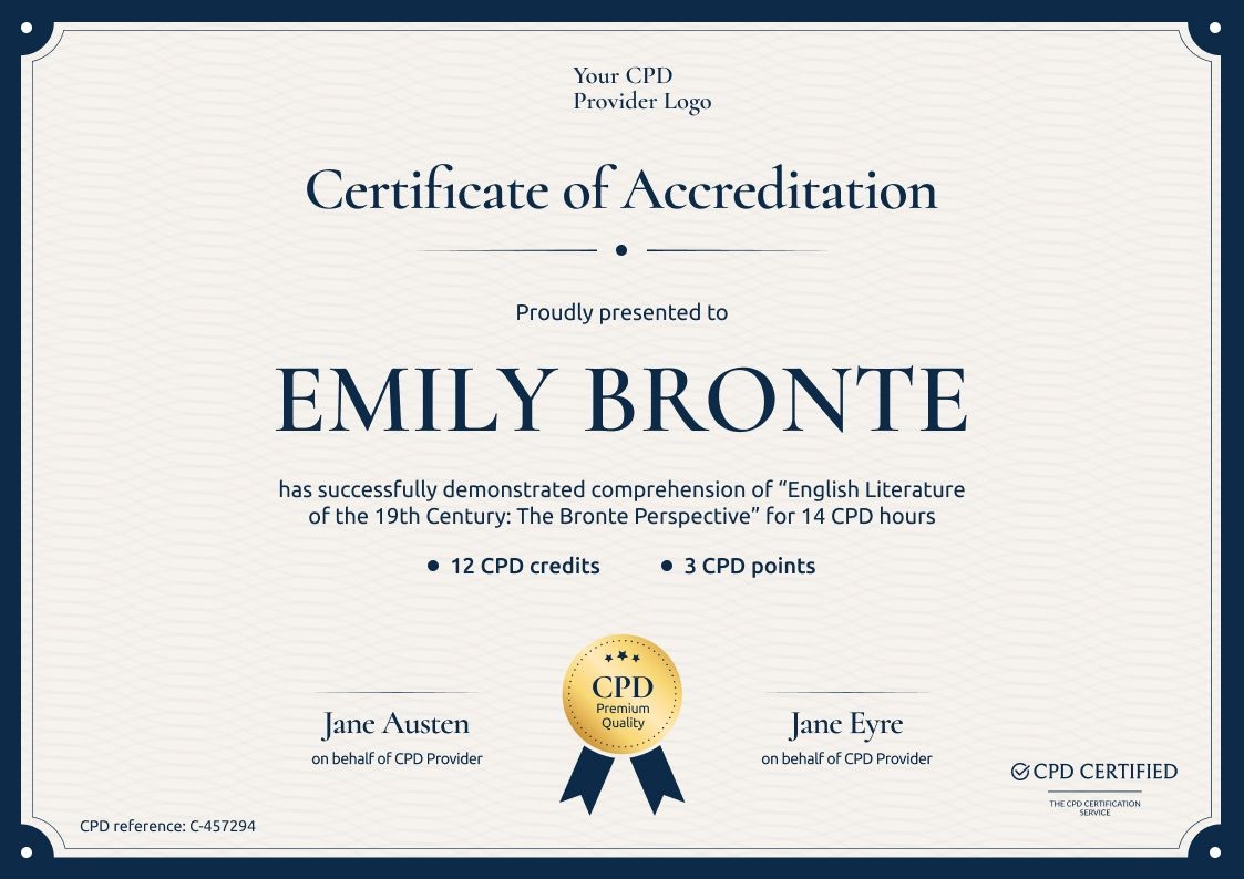 Modern and professional CPD certificate template landscape