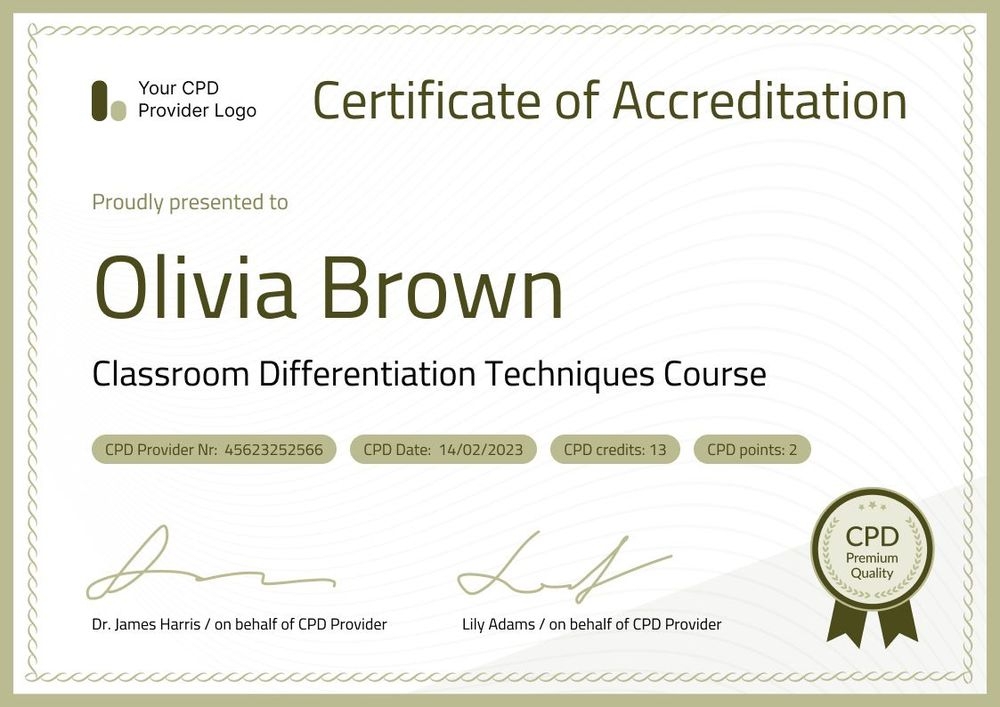 Professional and stylish CPD certificate template landscape