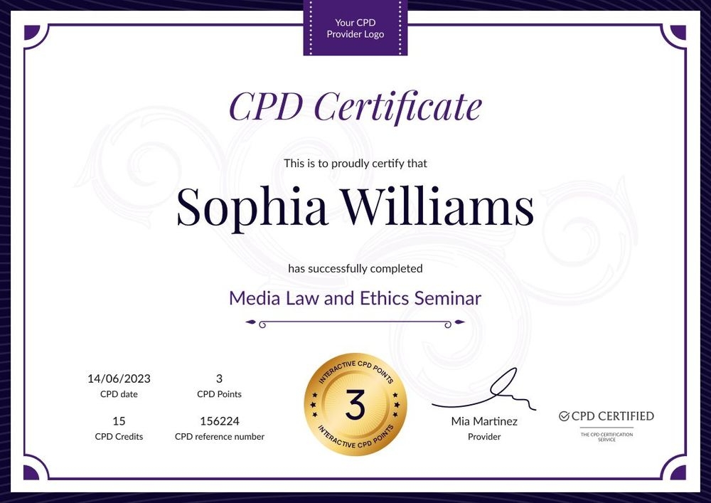 Dynamic and professional CPD certificate template landscape