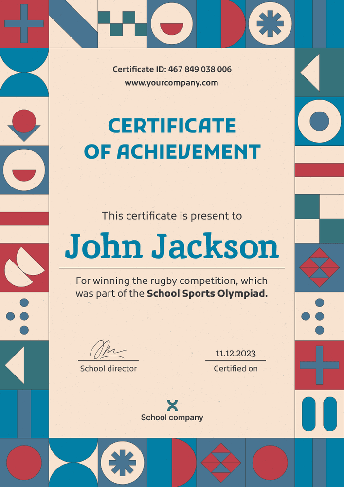 Abstract and modern certificate of achievement portrait