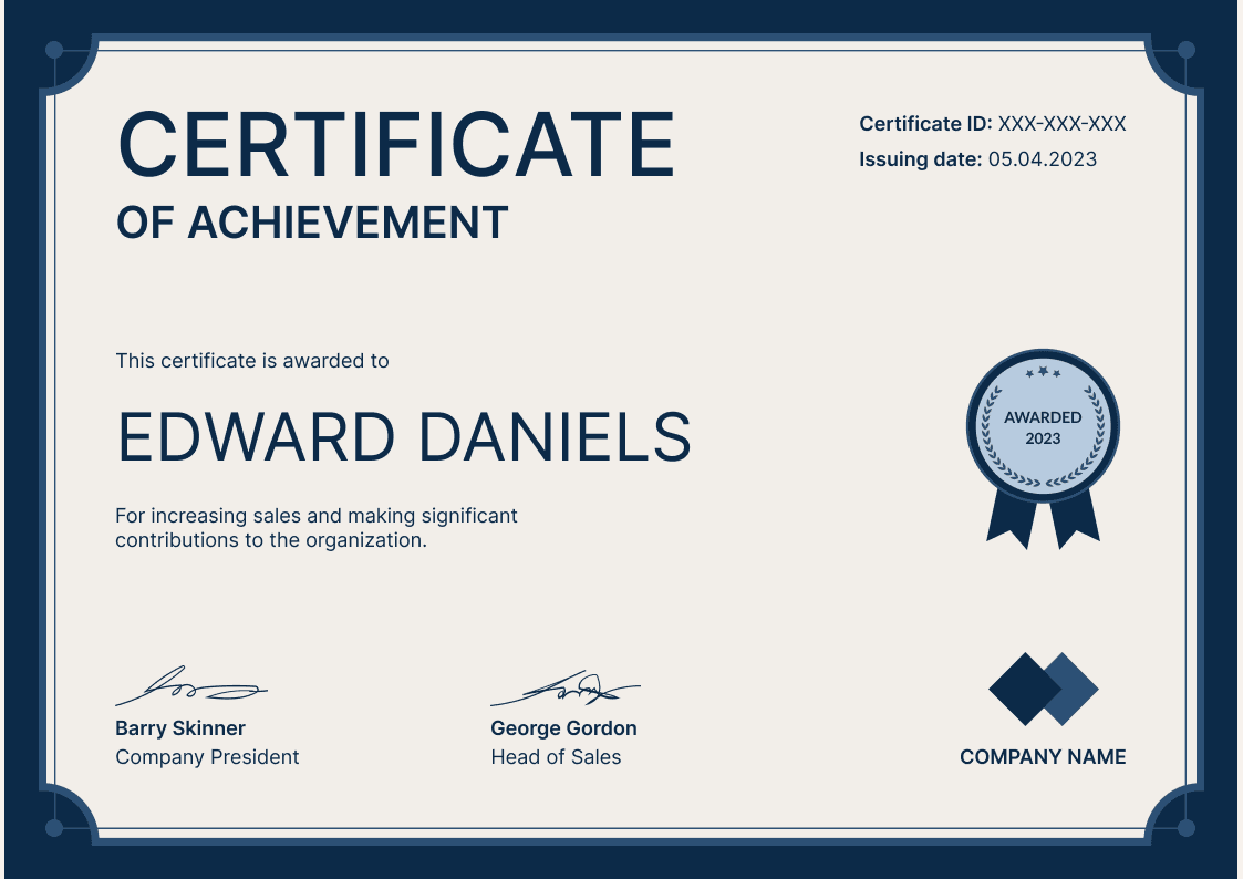 Professional and modern certificate of achievement landscape