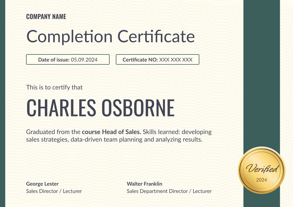 Inspiring and professional certificate completion template landscape