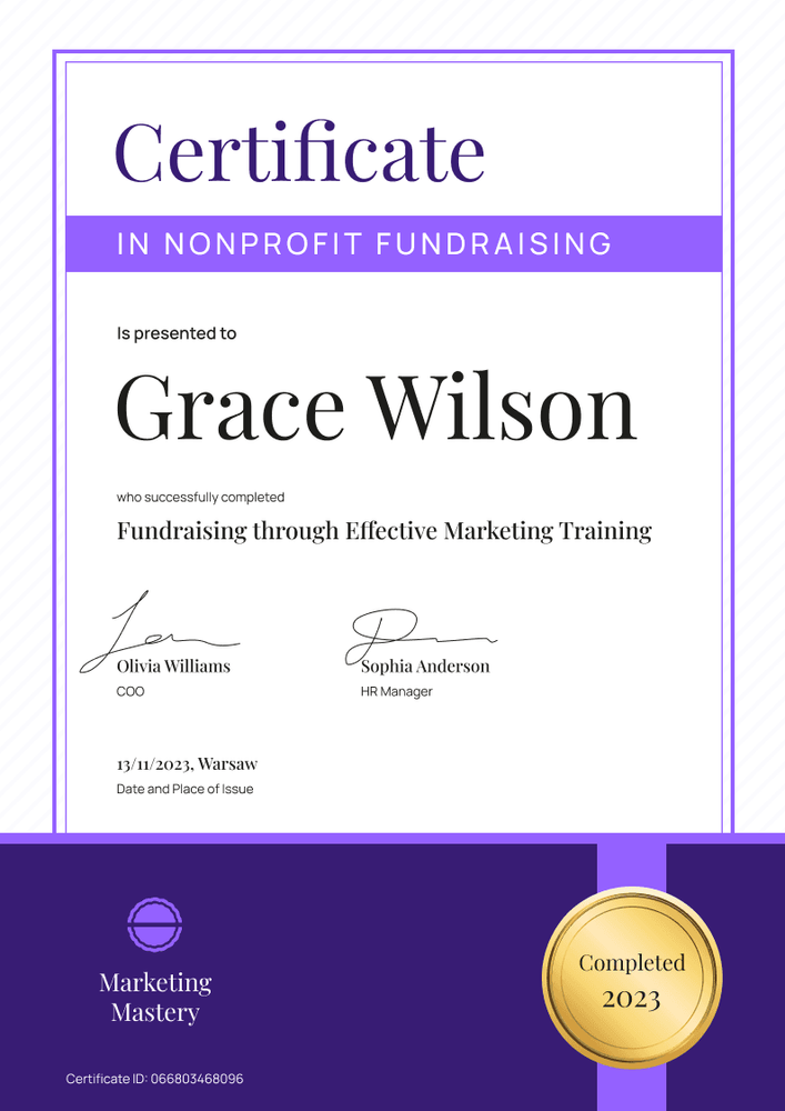 Elegant and professional non-profit certificate template portrait