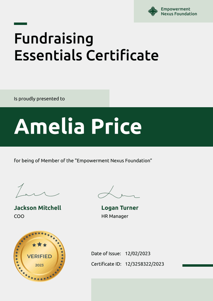 Contemporary and professional non-profit certificate template portrait