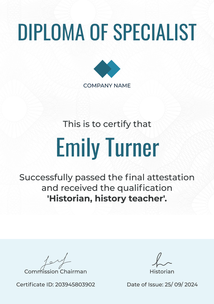 Professional and basic diploma template portrait
