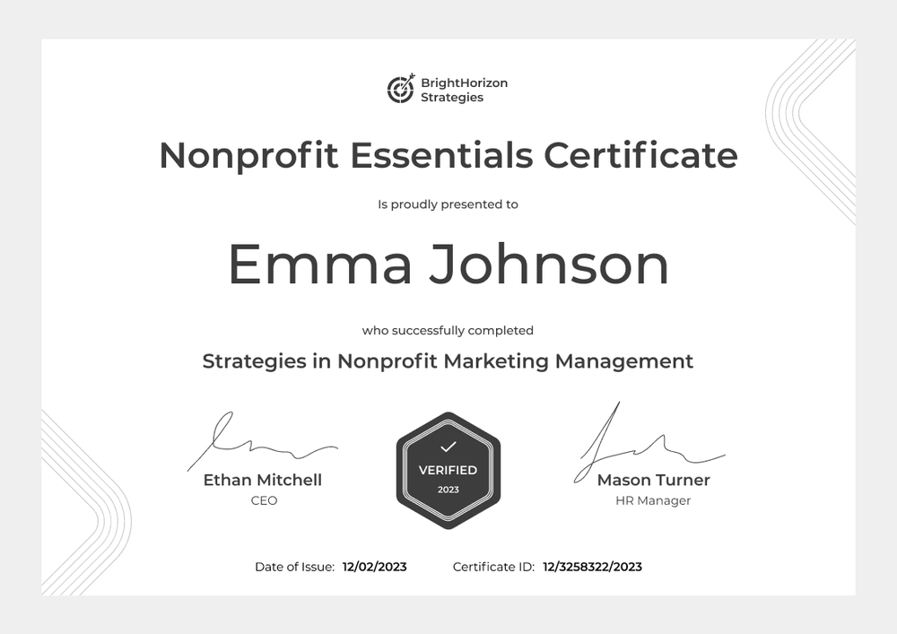 Minimalist and professional non-profit certificate template landscape