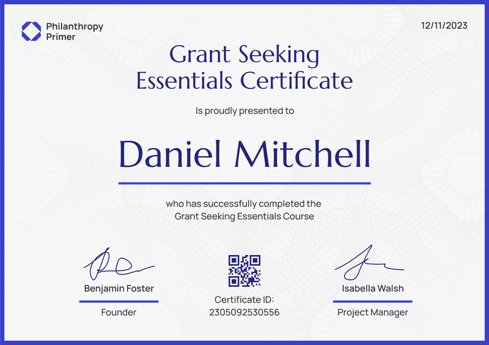 Decorated and professional blue non-profit certificate template landscape