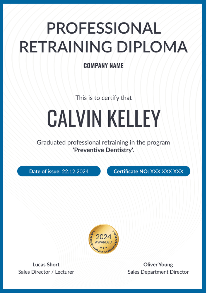 Printable and professional diploma certificate template portrait