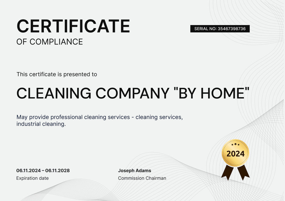Simplified and professional compliance certificate landscape