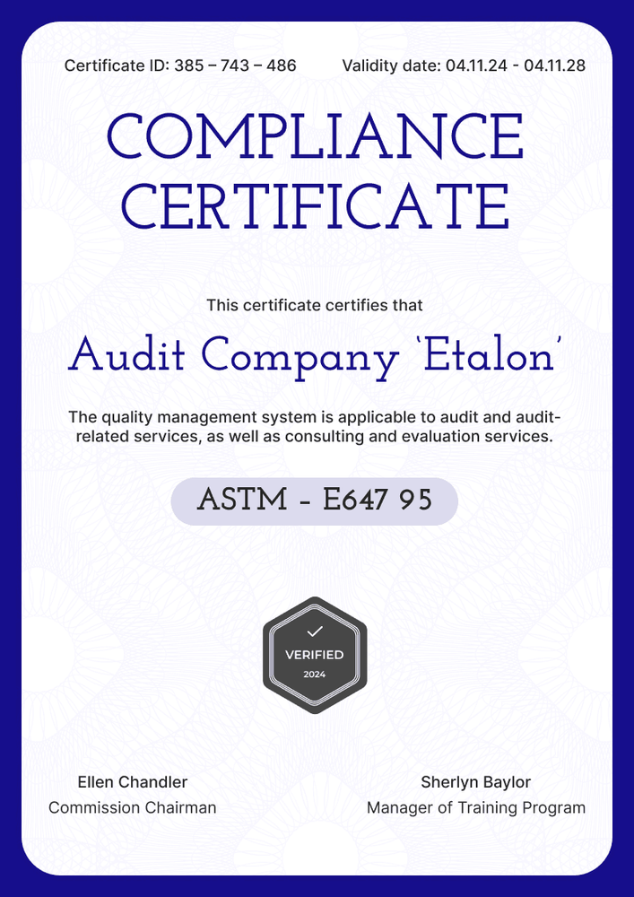 Lively and professional compliance certificate template portrait