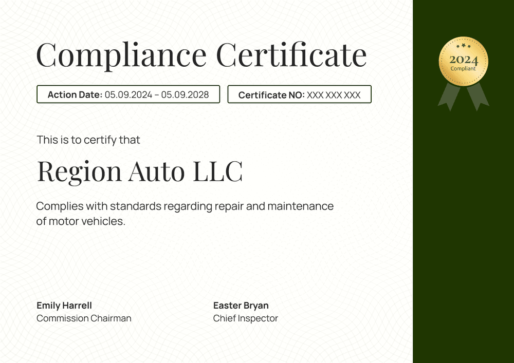 Eco-friendly and professional compliance certificate landscape