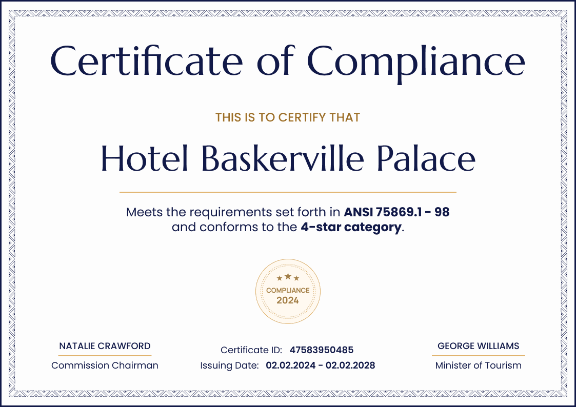 Deluxe and professional compliance certificate template landscape