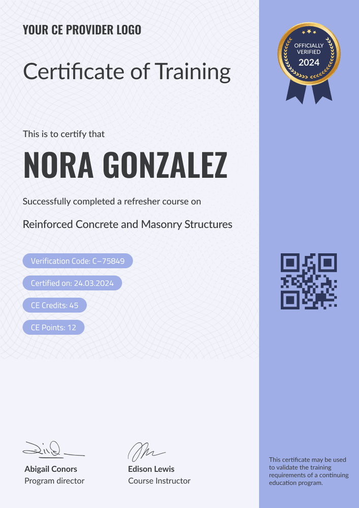 Modern and professional CE certificate template portrait