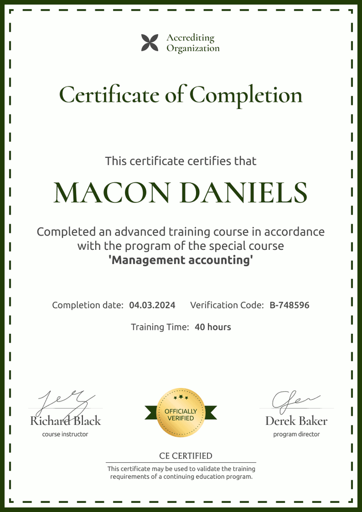 Plain and professional CE certificate template portrait