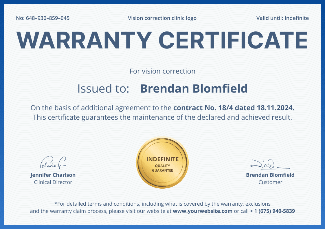 Simple and framed warranty certificate template landscape