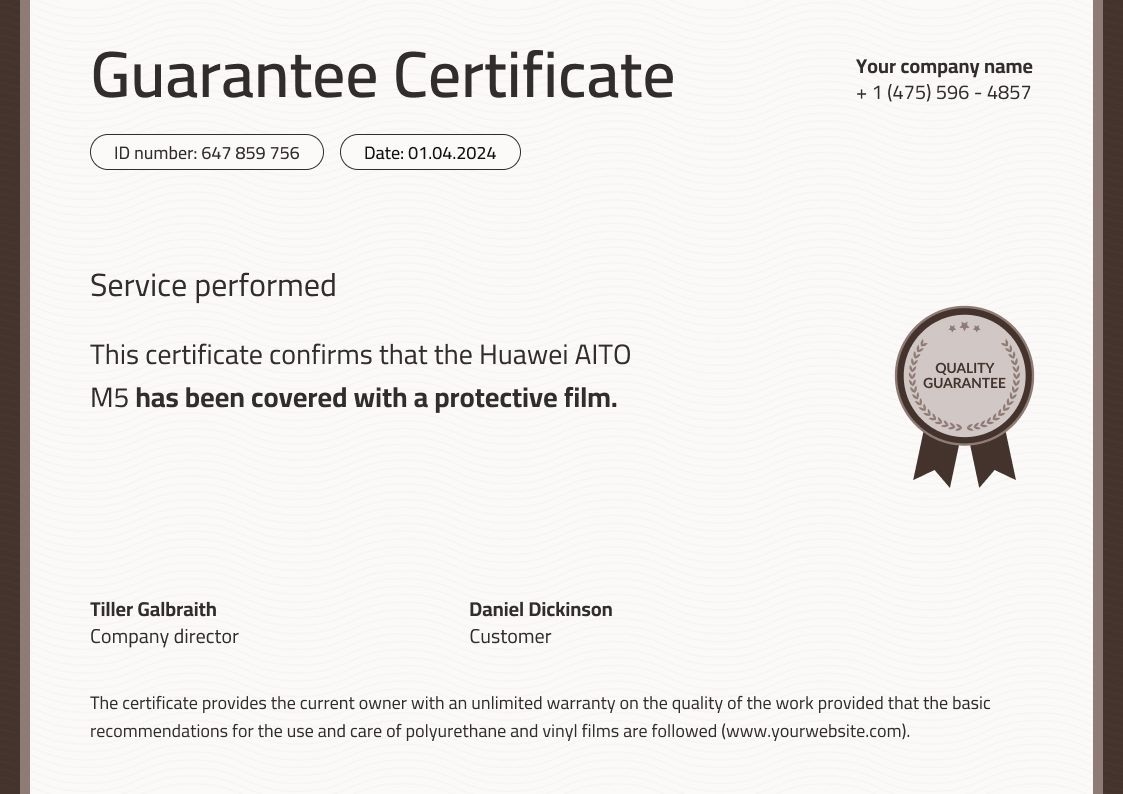 Professional and elegant warranty certificate template landscape