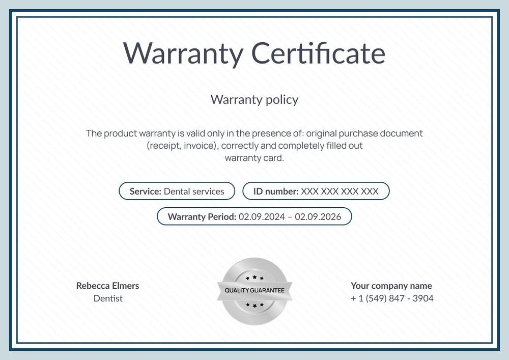 Professional and simple warranty certificate template landscape