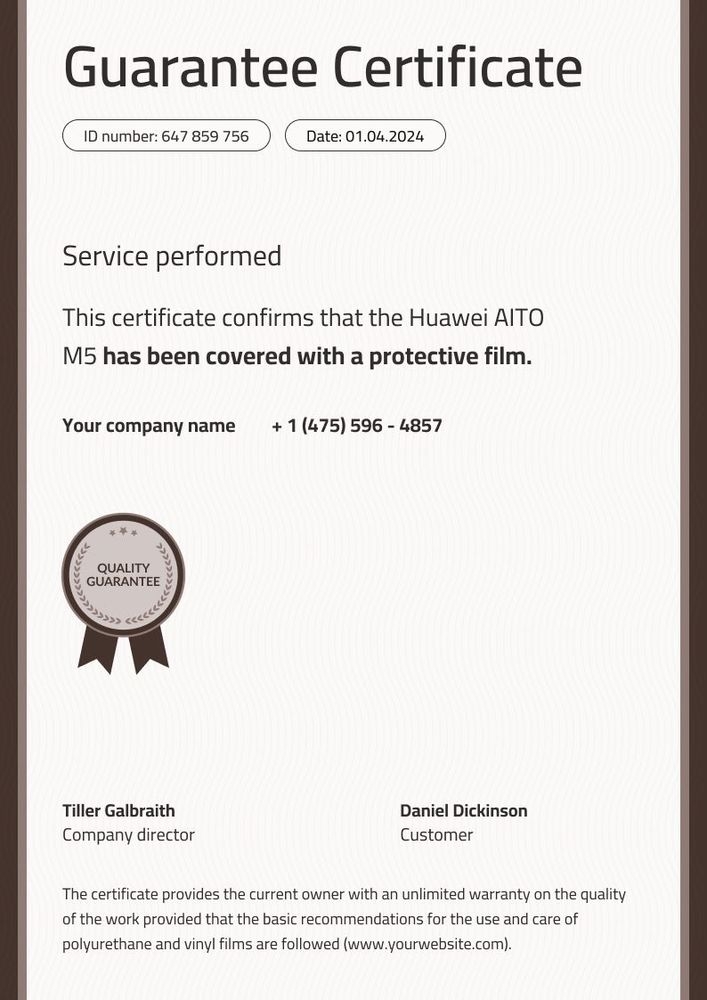 Professional and elegant warranty certificate template portrait