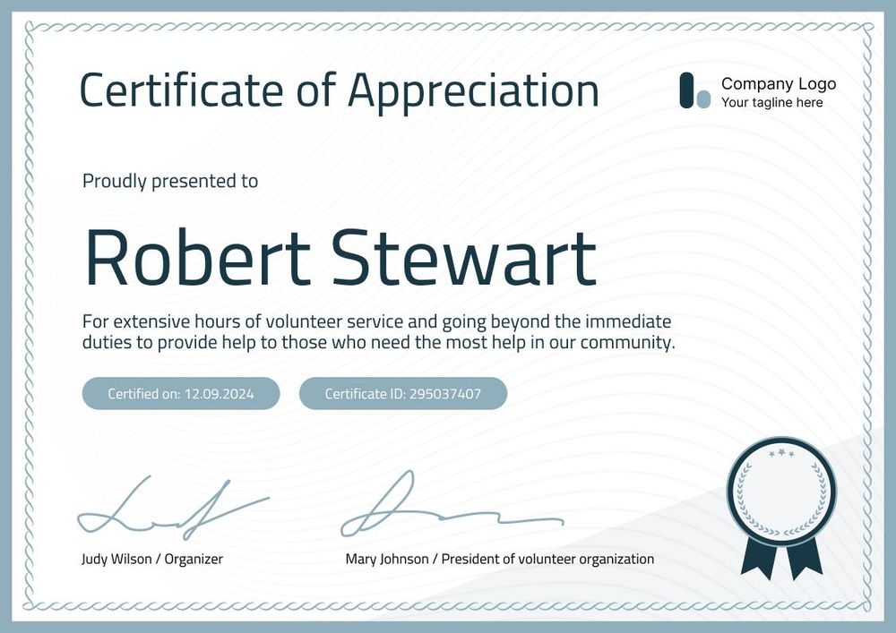 Modern and professional certificate of appreciation template landscape