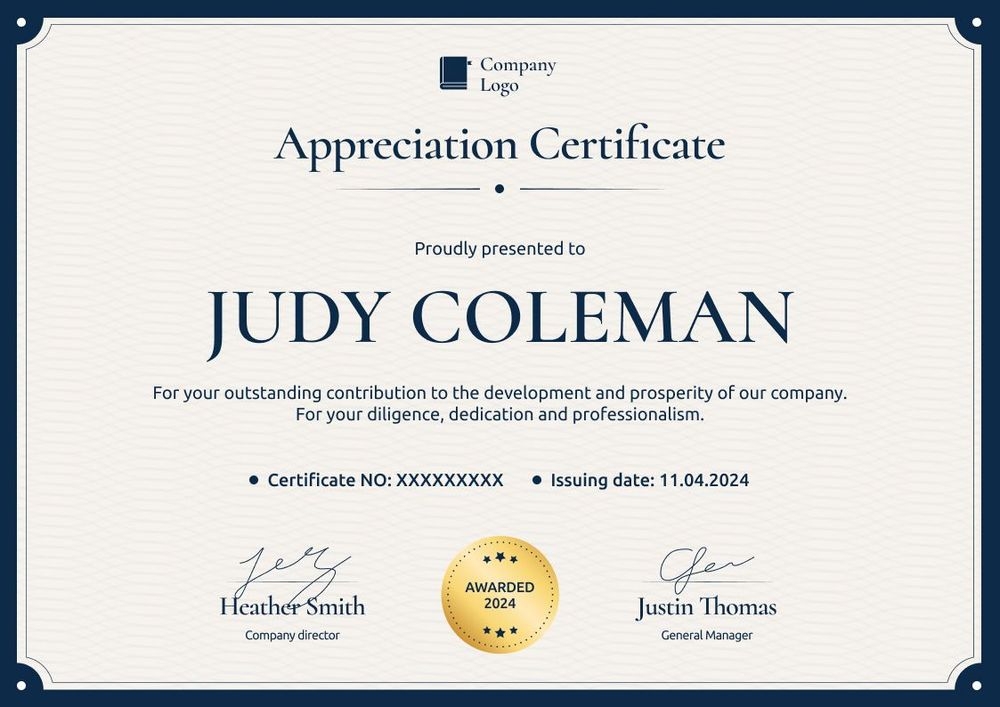 Basic and professional certificate of appreciation template landscape