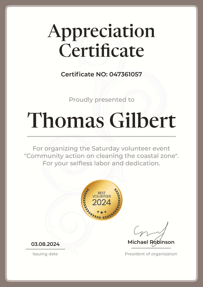 Standard and professional appreciation certificate template portrait