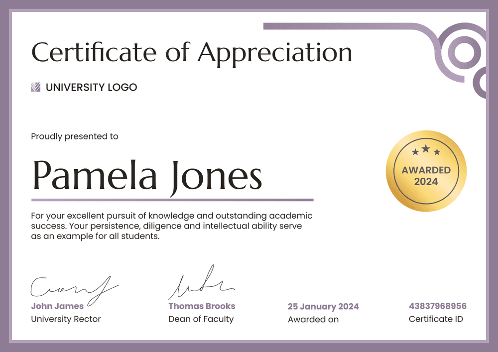 Safe and professional appreciation certificate template landscape