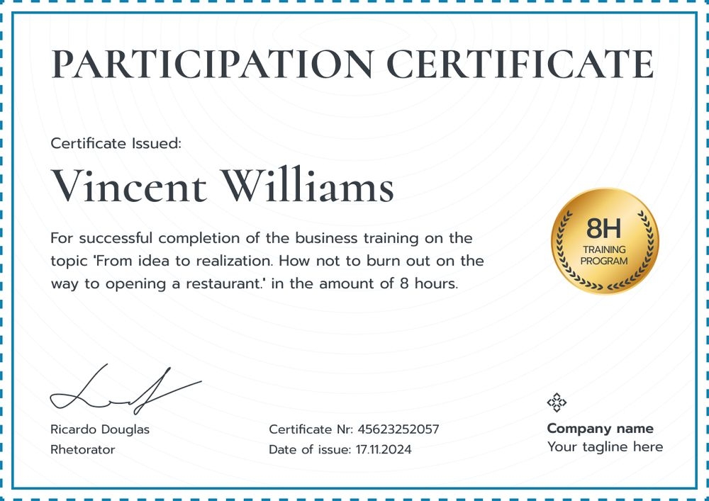 Delicate and professional workshop certificate template landscape