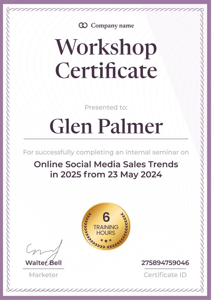 Personalized and professional workshop certificate template portrait